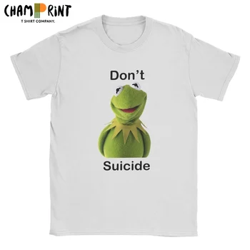 לא התאבדות צפרדע קריקטורה טי-שירט גברים חידוש כותנה Tees עגול צווארון שרוול קצר חולצה מתנת יום הולדת בגדים