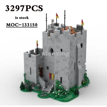 מבצר הטירה המאחז MOC-133150 יום השנה ה -90 טירה מימי הביניים 3279pcs מתאים 10305B בניין צעצוע מתנת יום הולדת.