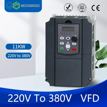 VFD AC220V כדי 380V 5.5 7.5 11 קילוואט תדר משתנה כונן VFD ממיר תדירות מהפך בקר מהירות 3-שלב מוטורי